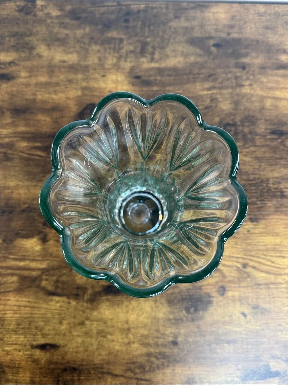 Clear Glass Scalloped Edge Decorative Vase